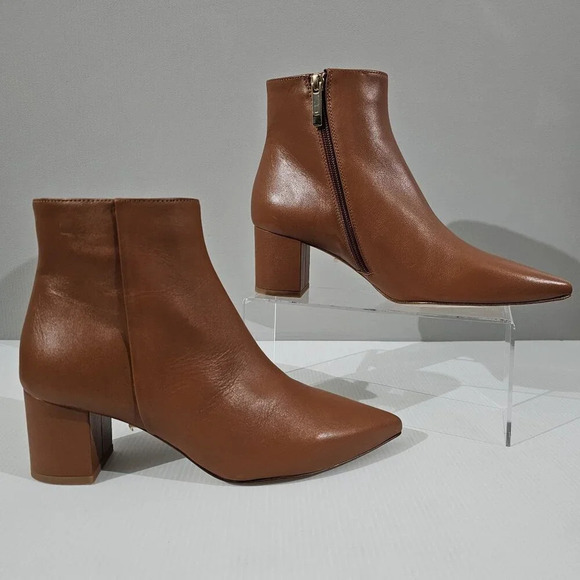 NEW L'Agence Jeanne II Ankle Bootie EU Size 39  Brown Leather Pointed Toe Heeled - Picture 3 of 15